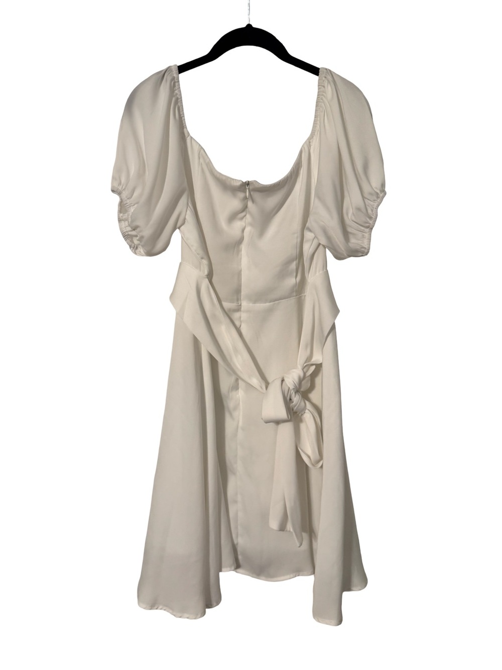 Altar’d State Delilah Crossover White Puff-Sleeve Empire Waist Mini Dress - Picture 5 of 7